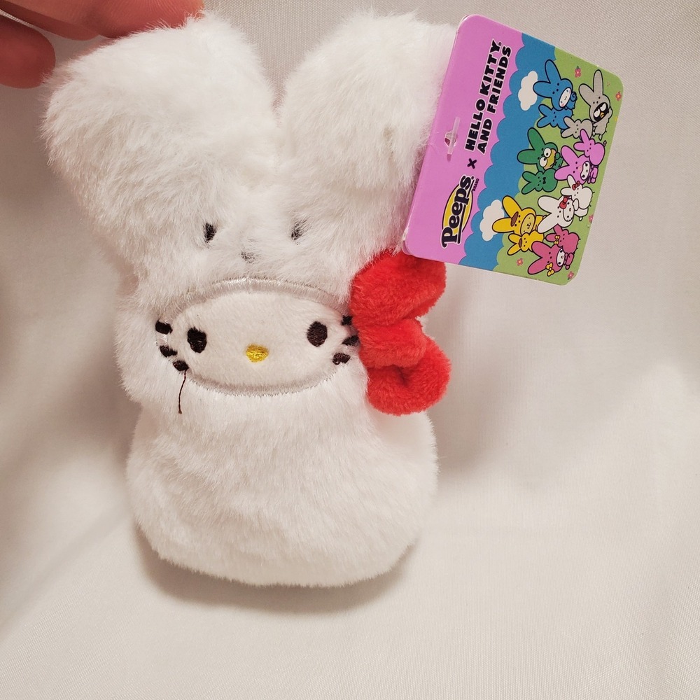 Peeps Hello Kitty Clip-On Costumed Bunny Plush White Sanrio Keychain NWT